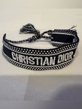 Custom Hand made CD Black and White Christian Dior J’ADIOR Woven Bracelet Unisex